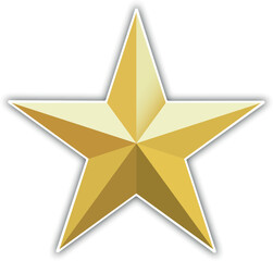 Obraz premium Gold star. Golden Christmas star isolated on white background. Nice illustration of a 3d look Gold star on white background. Star vector collection. 