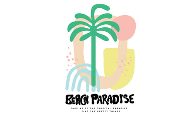 Beach modern abstract art. Sunshine on my mind. Summer vibes artwork. Tropical abstract art design.