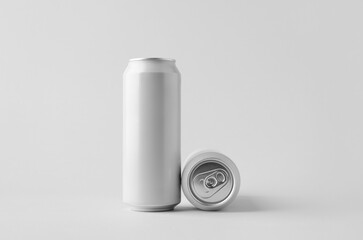 White large tall beer or soda aluminum can mockup.