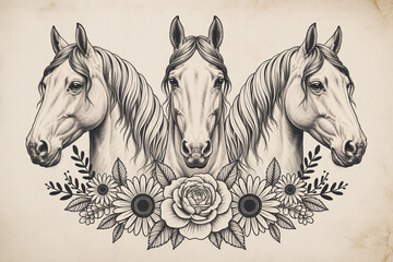 Three Horse Heads Floral Design