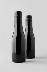 Small red and white wine bottle mockup, Burgundy Alsace Rhone shape, on neutral background