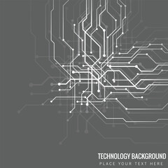 Obraz premium Intricate white circuit board pattern on a subtle gray backdrop for digital technology themes black background