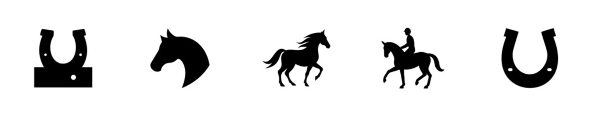 Silhouettes horses horseshoes a equestrian animal