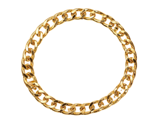 20 - Gold Chain Necklace Circular Loop Top-Down View, isolated