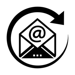 Email icon on a metallic web button with an envelope symbol for digital communication