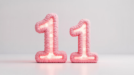 Two shiny pink foil number one balloons celebrating a birthday or anniversary