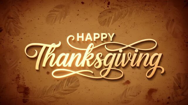 Elegant thanksgiving message with animated golden text and vintage floral background