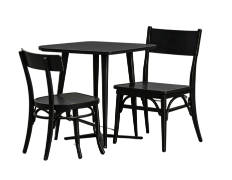 able and chairs icon. Black silhouette. Front side view. Vector simple flat graphic 