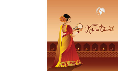 Creative design concept of happy karwa chauth background