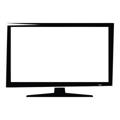 Isolated Black and White Computer Monitor Screen for Media or Gaming Display Technology Representation