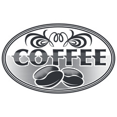 Coffee logo design coffee beans black on white background sticker decorative emblem coffee