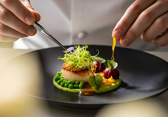 Artistic Food Plating with Fresh Ingredients
