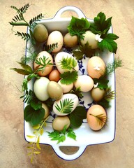 easter eggs and flowers