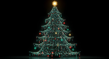 Stunning Christmas tree illuminated with vibrant lights creating a festive holiday atmosphere