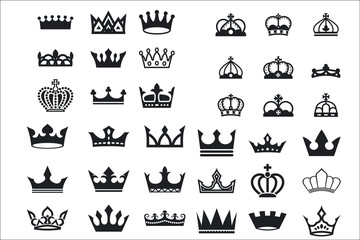 crown icons set vector 