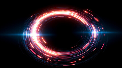 A glowing red ring forms a continuous data loop on a dark background, creating a futuristic, dynamic, high-tech visual effect.