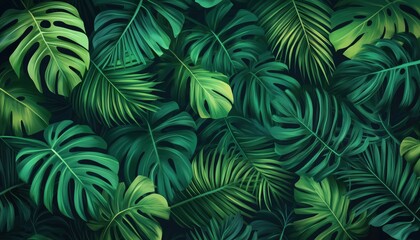 Hand-Drawn Abstract Pattern Featuring Tropical Leaves. Unique Template For Your Design Needs. A Creative And Versatile Pattern For Various Projects.