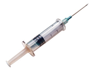 Medical syringe with needle on a black background