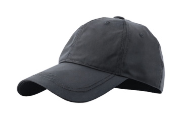 Textured Dark Grey Baseball Cap Isolated on White Transparent Background