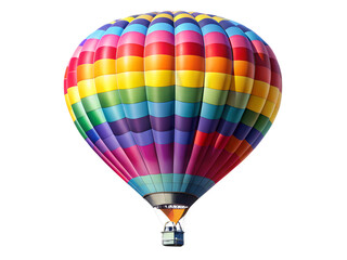 Fototapeta premium Vibrant rainbow hot air balloon ascending against a black sky