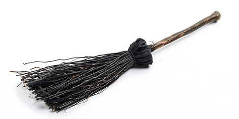 Black Bristle Broom with Wooden Handle