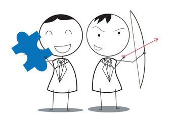 Stick Man as Businessman or Worker vector IIlustration with All condition at Jobs