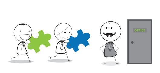 Stick Man as Businessman or Worker vector IIlustration with All condition at Jobs