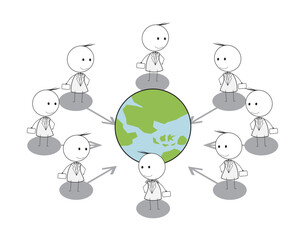 Stick Man as Businessman or Worker vector IIlustration with All condition at Jobs