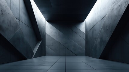 Obraz premium A large, empty room with a gray wall