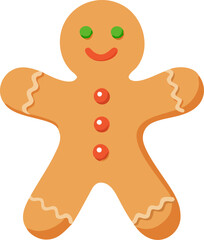 Fototapeta premium Gingerbread man cookie with frosting isolated on white background isolated on transparent background