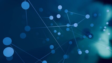 Blue technology network background - constellation data connection loop - An abstract blue background with a plexus network of connected dots and lines moving in slow motion - Powered by Adobe