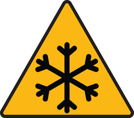 Low Temperature Safety Hazard Triangle Sign with Ice Symbol for Cold Rooms, Freezers, and Industrial Workplace Safety Isloated On White Background