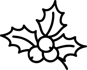 Festive holly leaves with bright red berries isolated on white background isolated on transparent background