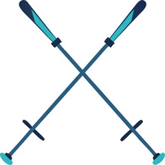 Two crossed skis with poles isolated on white background isolated on transparent background