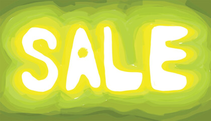 Sale traced lettering. Green and yellow markers contouring