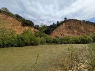 mountain landscape with river and mountains