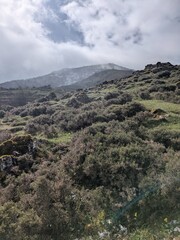 view of the snowy mountains