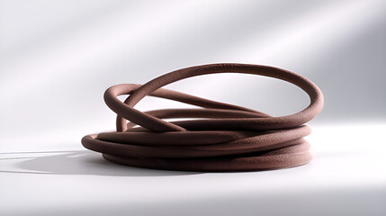 Naklejka premium Brown cable creating abstract shapes on white background
