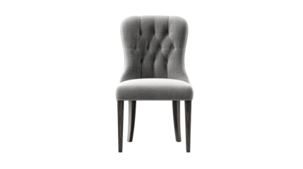 Upholstered Dining Chair with Tufted Back and Carved Wood Legs