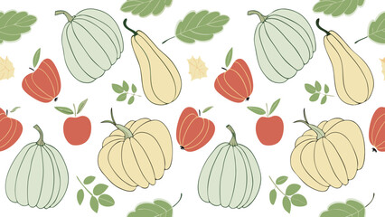 Autumn Harvest Pumpkins Apples Pears Pattern – Modern Fall Seamless Design