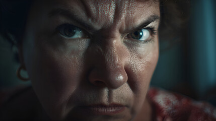 Obraz premium Angry senior woman frowning and showing displeasure