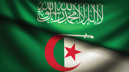 algeria and saudi flag fusion design