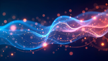 Abstract Colorful Wave with Glowing Particles in Motion