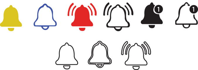 Notification bell icon set , New message, incoming inbox, reminder alert sign business vector symbols,Bell alarm icon. Solid icon that can be applied anywhere, simple,modern style icon.