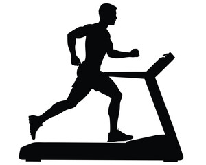 Treadmill Runner Silhouette Man Exercising Indoors for Fitness and Cardio
