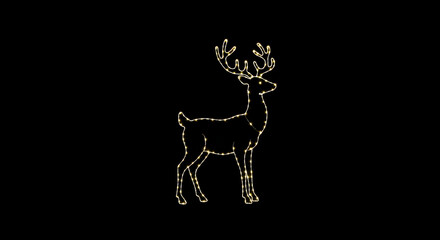 Glowing reindeer silhouette against a black backdrop, perfect for holiday decorations and festive projects