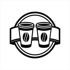 Hand Drawn Coffee Cup Silhouette Logo Vector Illustration