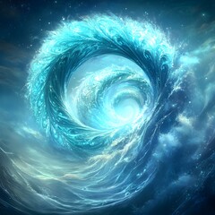 Naklejka premium Whirlpool of Light Celestial Ocean Wave Swirl Abstract Fantasy Art