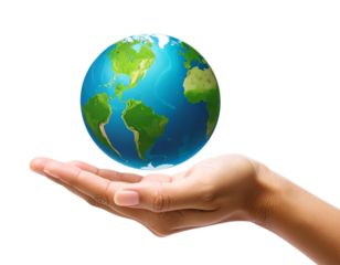 hand and globe icon vector  