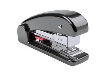 Shiny Black Office Stapler with Red Detail, isolated on white transparent background
